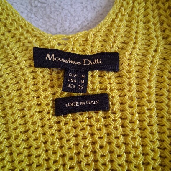 Massimo Dutti Women's Size Medium Made in Italy Bright Yellow Knit Tank Top - Picture 3 of 11